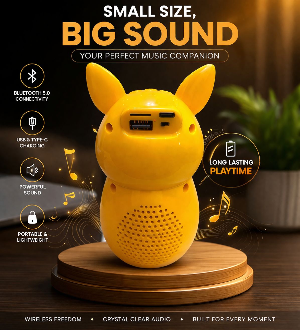 Cute Animal Portable Bluetooth Speaker – Mini Wireless Speaker with Clear Sound, Long Battery Life & Compact Design