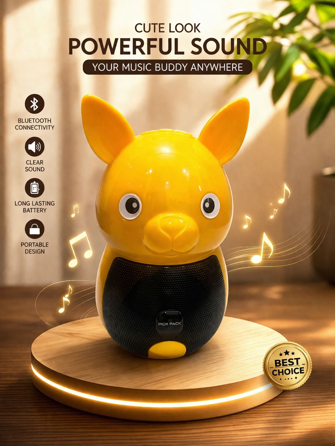 Cute Animal Portable Bluetooth Speaker – Mini Wireless Speaker with Clear Sound, Long Battery Life & Compact Design